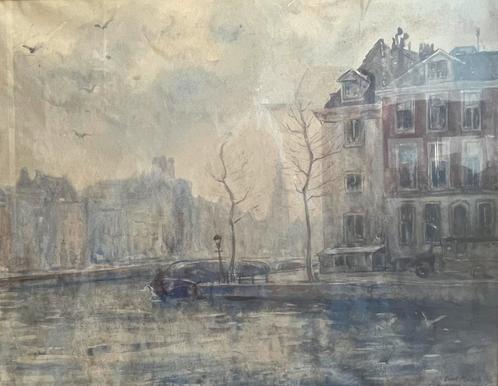 Grote aquarel van Evert Musch (1918-2007) 1960, Antiek en Kunst, Kunst | Schilderijen | Klassiek, Ophalen