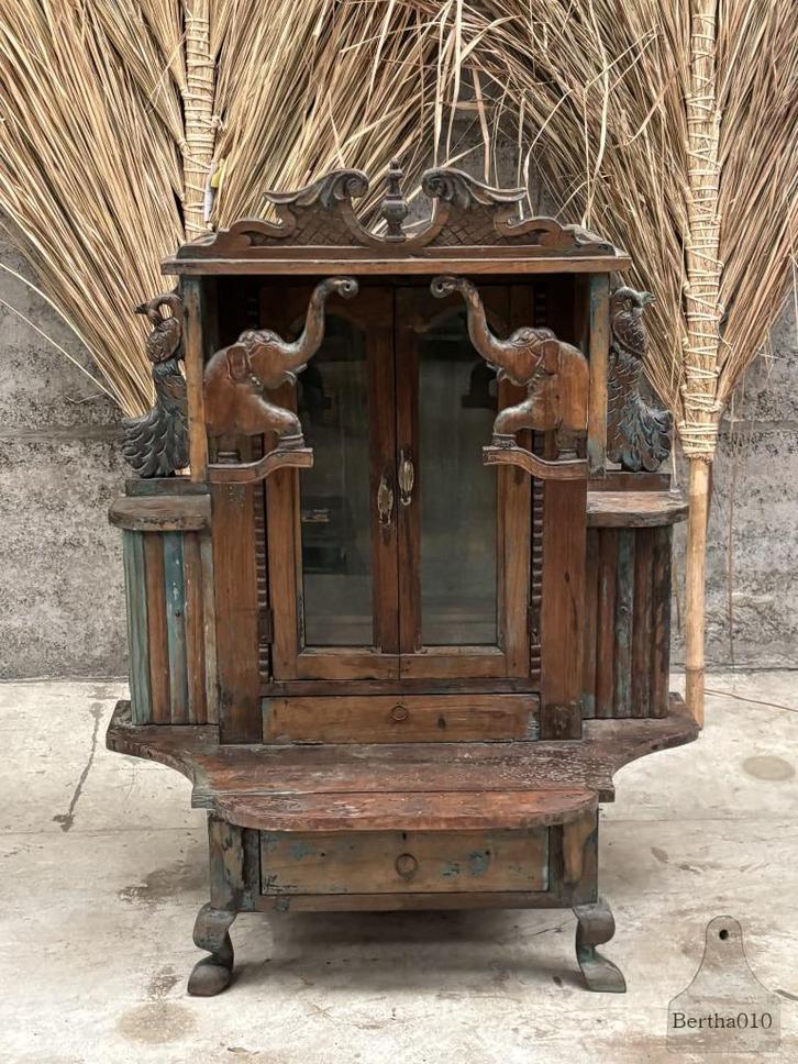 Unieke vondst, oude originele antieke houten tempel altaar, Antiek en Kunst, Kunst | Niet-Westerse kunst, Ophalen of Verzenden