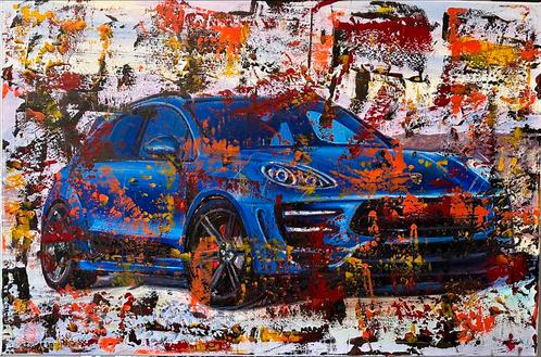 Alex L- Porsche- Handgeschilderd (100%)- Origineel, Antiek en Kunst, Kunst | Schilderijen | Modern, Ophalen of Verzenden