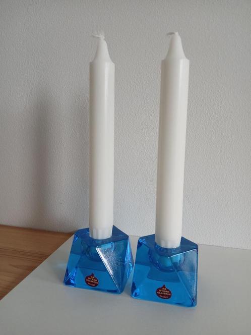 NYBRO Glasbruk kandelaars, vintage design Sweden, Antiek en Kunst, Antiek | Kandelaars, Glas, Ophalen of Verzenden