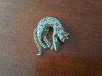 Goudkleurige panter broche, beweegbare staart, met strass, Sieraden, Tassen en Uiterlijk, Broches, Overige materialen, Ophalen of Verzenden