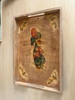 Vintage Houten Dienblad met Pompoen Decoratie, Ophalen of Verzenden, Gebruikt, Rechthoekig, Hout