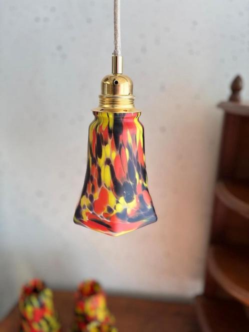 Antiek, Art Deco/Nouveau lampenkapjes van glas, Huis en Inrichting, Lampen | Hanglampen, Zo goed als nieuw, Minder dan 50 cm, Glas