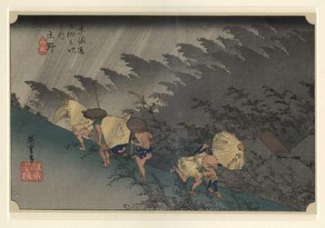Stromende regen in Shôno - Ando Hiroshige - 1833 - '34 beschikbaar voor biedingen