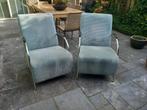 Lichtblauwe fauteuils, Huis en Inrichting, Fauteuils, Ophalen, 75 tot 100 cm, Zo goed als nieuw, Stof