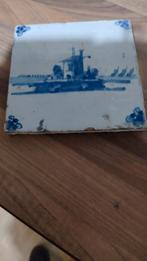 Delfts blauwe tegel, waarschijnlijk uit de 17e eeuw,, Ophalen of Verzenden