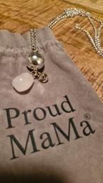 Zwangerschapsketting belletje babybel met rozenkwarts steen, Ophalen of Verzenden, Gebruikt, Roze, Verstelbaar