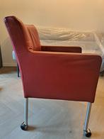 Hvs 6 stuks Rode leren eettafelstoel op wieltjes, Ophalen, Gebruikt, Modern, Vijf, Zes of meer stoelen