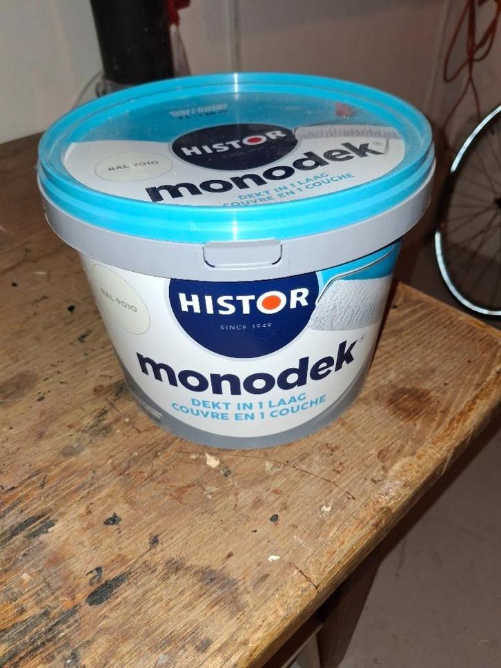Histor Monodek RAL9010 wit 5L nieuw muurverf, Doe-het-zelf en Verbouw, Verf, Beits en Lak, Nieuw, Wit, Ophalen of Verzenden