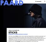 2 kaartjes voor Sticks in Paard Den Haag op vrijdag 21/11, Tickets en Kaartjes, Twee personen, November