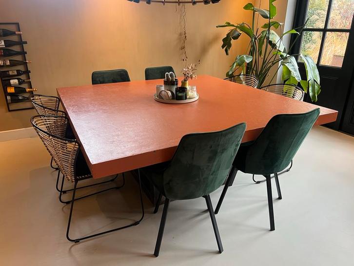Vierkante Design Eettafel 180x180cm, Huis en Inrichting, Tafels | Eettafels, Gebruikt, 150 tot 200 cm, 150 tot 200 cm, Vijf personen of meer