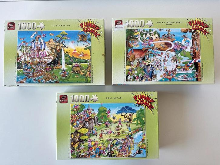 3x puzzel Funny Comic, Comic Classic 1000 stukjes / King, Hobby en Vrije tijd, Denksport en Puzzels, Gebruikt, Legpuzzel, 500 t/m 1500 stukjes
