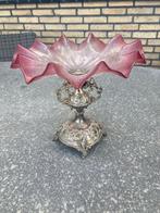 Jugendstill verzilverd/ glas voetschaal antiek goede staat, Antiek en Kunst, Antiek | Schalen, Ophalen