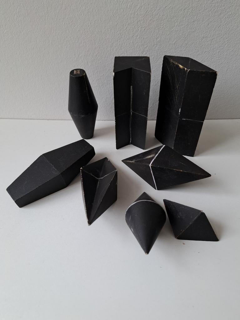 Set oude houten geometrie modellen, Ophalen of Verzenden