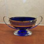Retro vintage suikerpot blauw glas op mooie voet, Antiek en Kunst, Ophalen of Verzenden