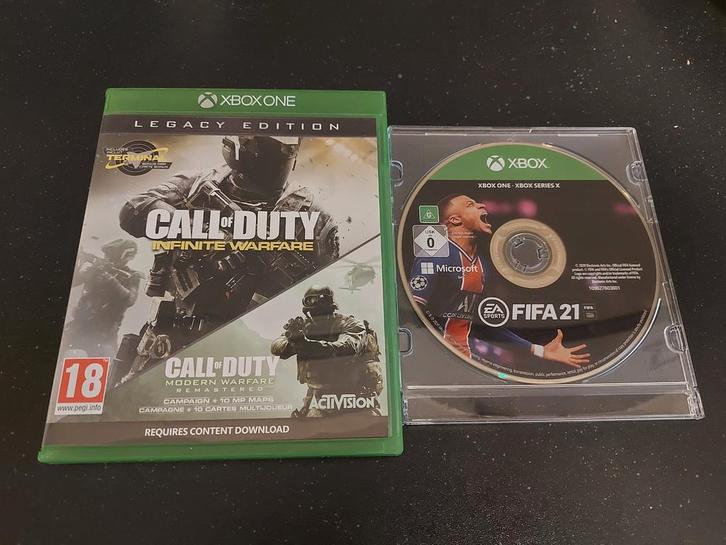 Call of Duty : Infinite & Modern Warfare + FIFA 21, Spelcomputers en Games, Games | Xbox One, Zo goed als nieuw, Avontuur en Actie