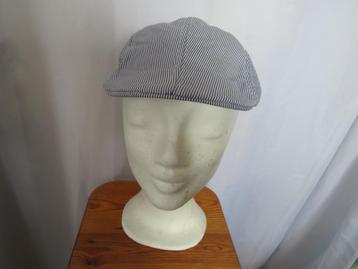 blauw wit gestreepte polyester flat cap mt 57 beschikbaar voor biedingen