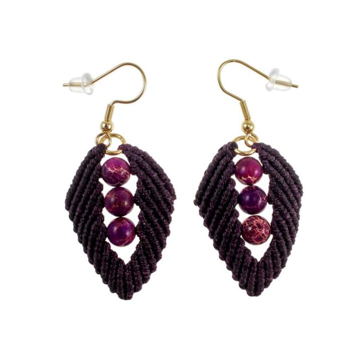 Lange Oorbellen Dames Verguld RVS Haakoorbellen Donkerpaars, Sieraden, Tassen en Uiterlijk, Oorbellen, Nieuw, Hangers, Overige materialen
