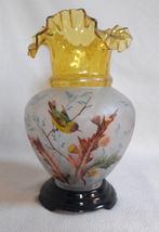 Majolica geschilderd glazen windlicht op zwart glazen voet, Ophalen of Verzenden