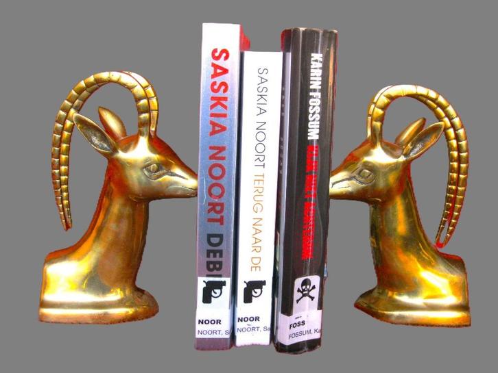 Gemzen - koper boekensteunen - bokkenkoppen., Antiek en Kunst, Antiek | Koper en Brons, Koper, Ophalen