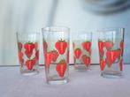 Vintage retro 60/ 70 limonade glazen glas glaasjes aardbeien, Verzamelen, Glas en Borrelglaasjes, Ophalen of Verzenden, Zo goed als nieuw