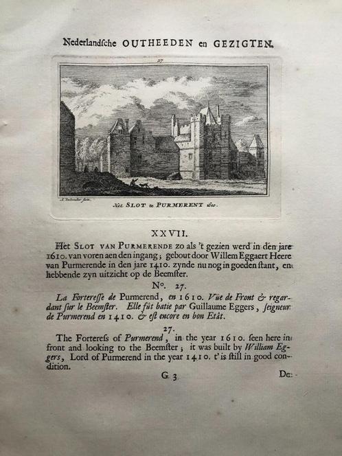 027 / Purmerend het Slot ook wel Purmerstein geheten 1725, Antiek en Kunst, Kunst | Etsen en Gravures, Ophalen of Verzenden
