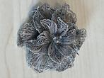 Zilver filigrain bloem broche, Verzenden, Zilver