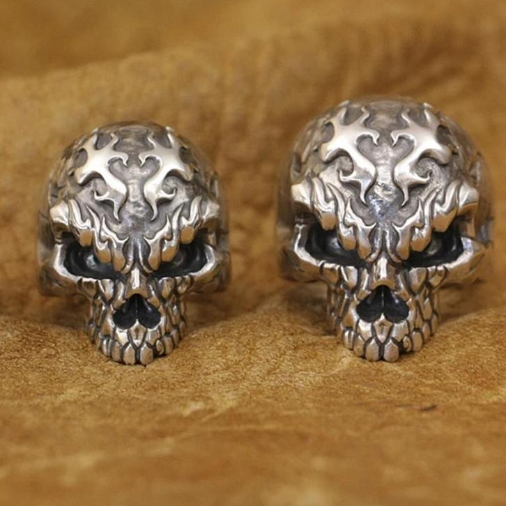 Skull ring - Ghost Rider - 925 Zilver, Sieraden, Tassen en Uiterlijk, Ringen, Nieuw, Dame of Heer, Zilver, Zilver, Verzenden