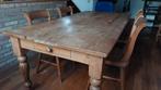 Oude Grenen Eettafel - 1x2 meter en 4 grenen stoelen., Huis en Inrichting, Ophalen