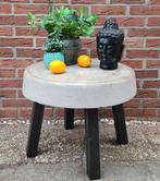 Stoer tafeltje van beton zwart staal salontafel, Ophalen, Zo goed als nieuw, Rond, Minder dan 55 cm