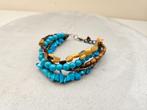 Armband bruin/blauw, natuursteen, Sieraden, Tassen en Uiterlijk, Armbanden, Overige materialen, Blauw, Nieuw, Ophalen of Verzenden