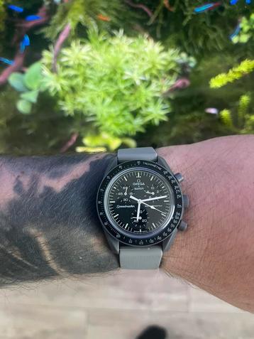 20 mm grijze silicone band omega swatch moonswatch 