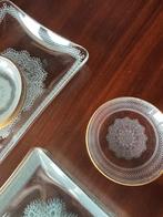 Glas/goudrand cake set, Antiek en Kunst, Ophalen