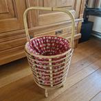 Vintage rotan linnenmandje of naaimandje, Ophalen, Gebruikt, Mand, Rond