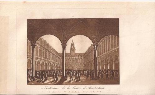 Amsterdam, L' Intérieur de la Bourse d' Amsterdam, Antiek en Kunst, Kunst | Etsen en Gravures, Ophalen of Verzenden