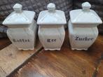 3 antieke Delfs bleau koffie/thee en suiker potten, Ophalen of Verzenden