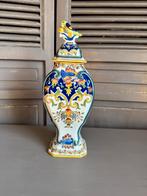 Porseleinen Dekselvaas met Vogel - Handbeschilderd, Ophalen of Verzenden