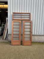 Antieke pitchpine ensuitedeuren met kozijn en bovenlicht, La belle porte, Jurgen.hoogenboezem@gmail.com, 120 cm of meer, Binnendeur