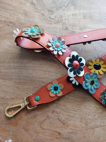  Bloemen - Oranje Piumelli Milano leren bag strap tas nieuw beschikbaar voor biedingen