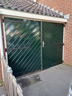 Dubbele garagedeuren. Hardhout. Prima staat., Doe-het-zelf en Verbouw, Deuren en Horren, Ophalen, 120 cm of meer, Garagedeur, 200 tot 215 cm