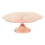 Art Deco Roze Taartschaal Standaard Depression Glass 33cm, Ophalen of Verzenden