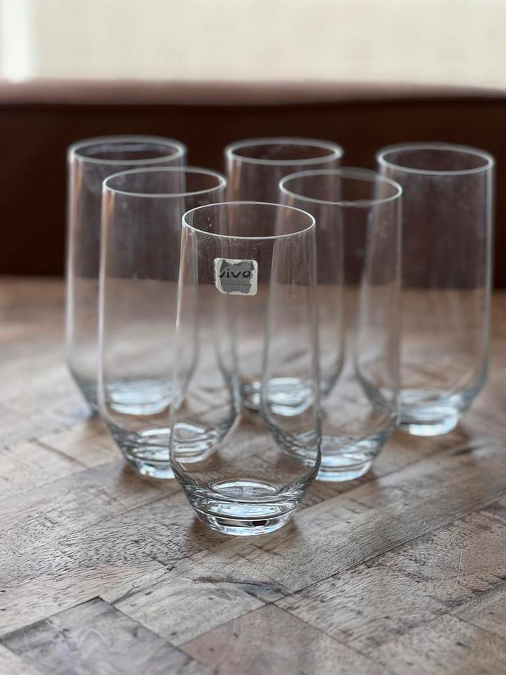 Vivo - 6x longdrink waterglazen, Verzamelen, Glas en Borrelglaasjes, Zo goed als nieuw, Ophalen