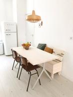 Eettafel (houten whitewash blad met IKEA onderstel), Ophalen, Zo goed als nieuw, Rechthoekig, 50 tot 100 cm