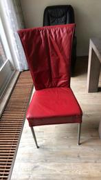 4 rode leren eetkamer stoelen., Huis en Inrichting, Ophalen of Verzenden, Zo goed als nieuw, Rood