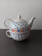 Kakelbont tea-for-one set (theepot met kop), Huis en Inrichting, Keuken | Servies, Overige typen, Ophalen of Verzenden, Zo goed als nieuw