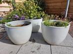 Set van 3 grote witte bloempotten ca. Ø37 cm, Tuin en Terras, Gebruikt, Tuin, Rond, Minder dan 40 cm
