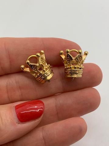 Z1 Prachtige zilveren oorbellen goudkleurige kroontjes beschikbaar voor biedingen