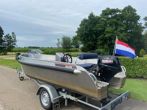 2020 Aluva S425 met Suzuki 15 pk en trailer, Watersport en Boten, Motorboten en Motorjachten, Gebruikt, Aluminium, Tot 6 meter