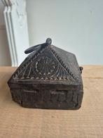 Anthiek Nepalees houten potje - 11x11 cm, Ophalen of Verzenden