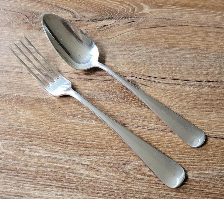zilveren lepel en vork uit 1870, Antiek en Kunst, Antiek | Goud en Zilver, Zilver, Ophalen of Verzenden